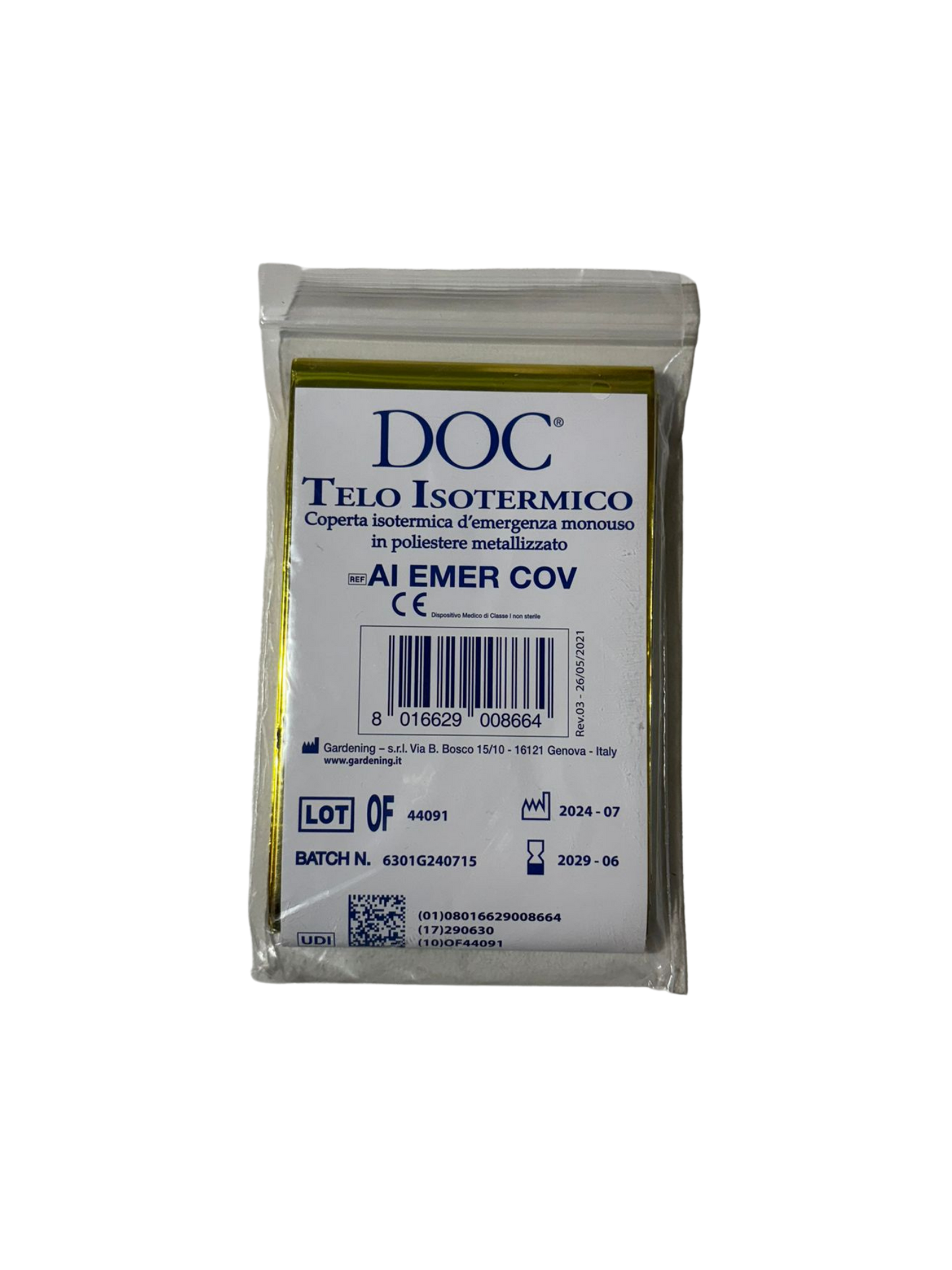 Coperta Termica di Emergenza 210x160 cm